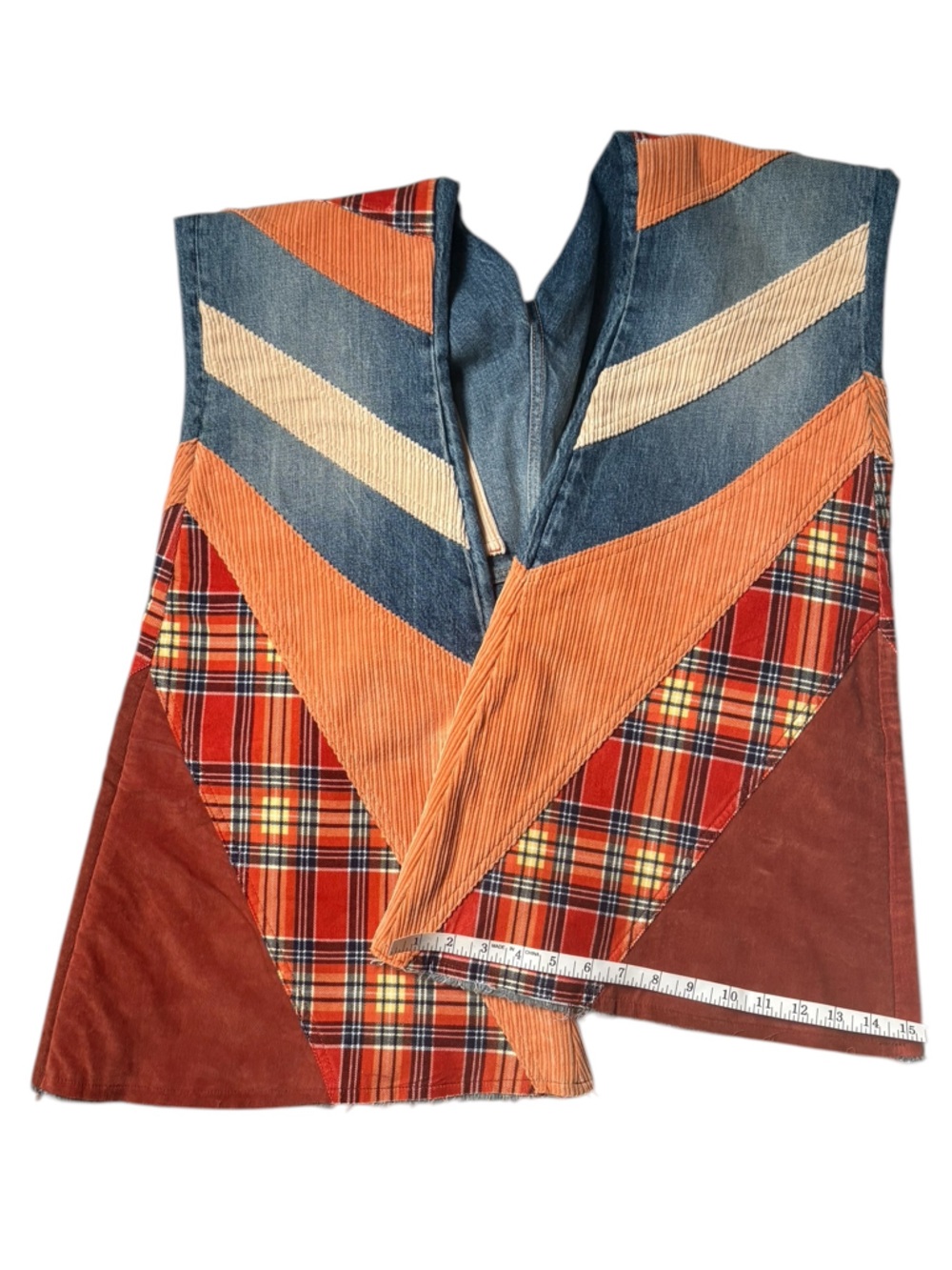 Free People We The Free Flashback Patchwork Plaid Corduroy Flare Jeans NWOT - Picture 7 of 9